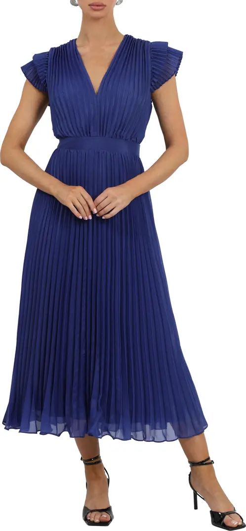 Daisy Pleated Tie Back Midi Dress | Nordstrom