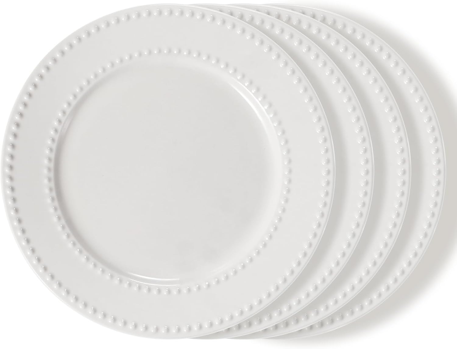 Embossed Salad Plates Set of 4, 8 inch White Ceramic Dessert Appetizer Plates, Small Dinner Plate... | Amazon (US)