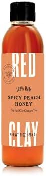 Red Clay Spicy Peach Hot Honey, 100% Pure, Raw Wildflower Honey Infused with Real Peach Juice, 9 ... | Amazon (US)