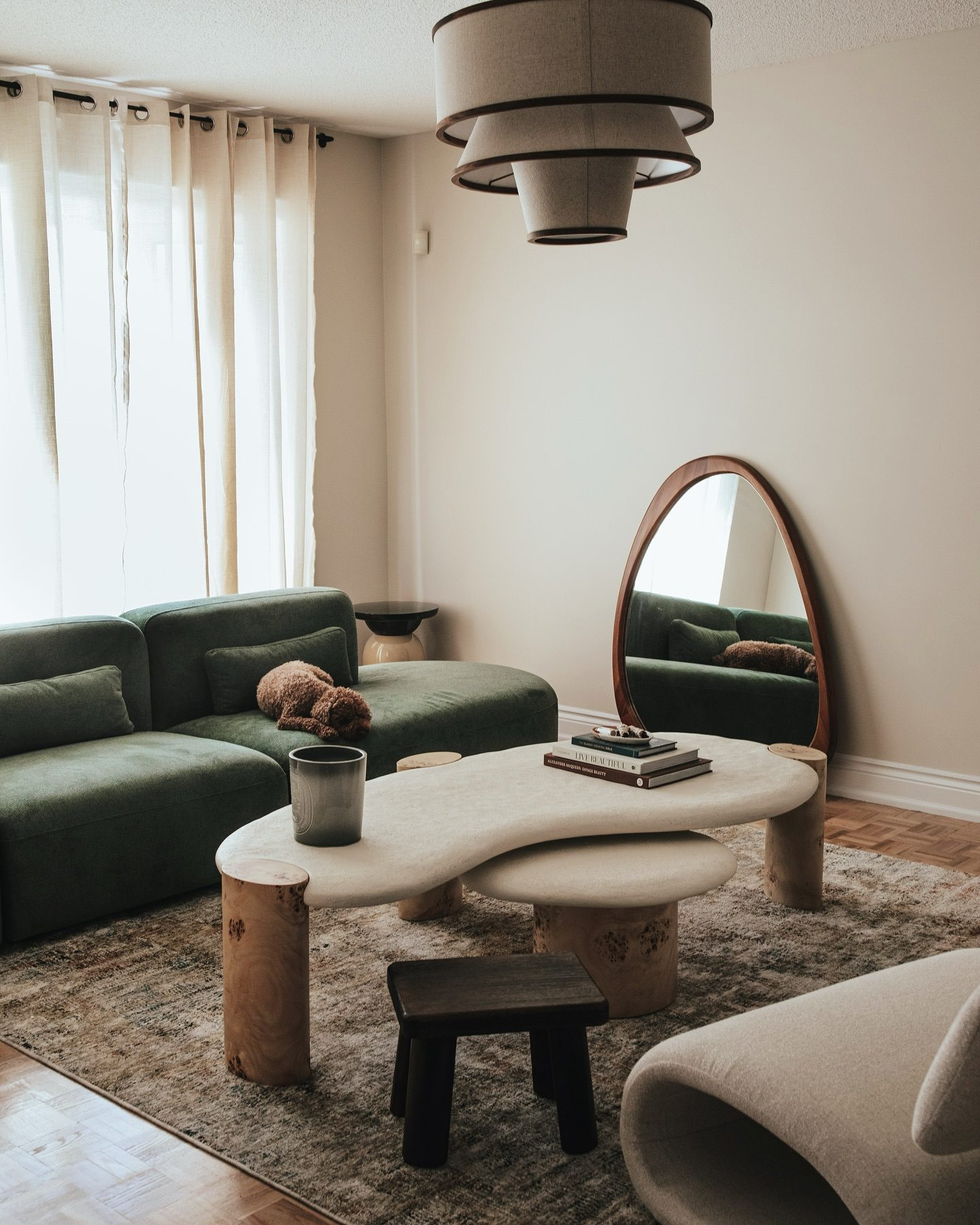 Sassolino Concrete and Burl Wood 68" Coffee Table by Athena Calderone + Reviews | Crate & Barrel | Crate & Barrel