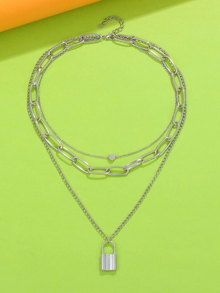 Girls Lock Charm Layered Necklace | SHEIN