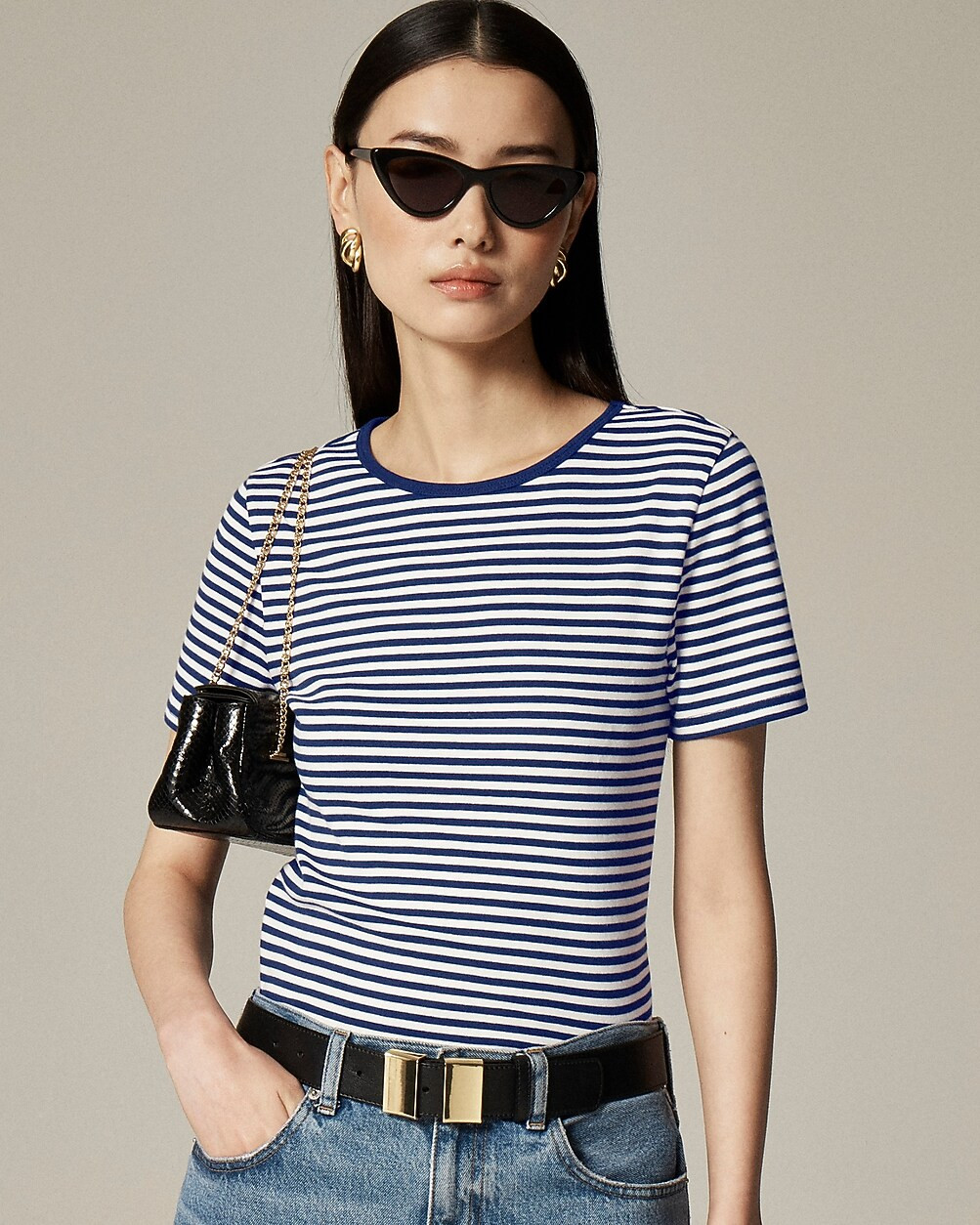 New perfect-fit short-sleeve T-shirt in stripe | J. Crew US