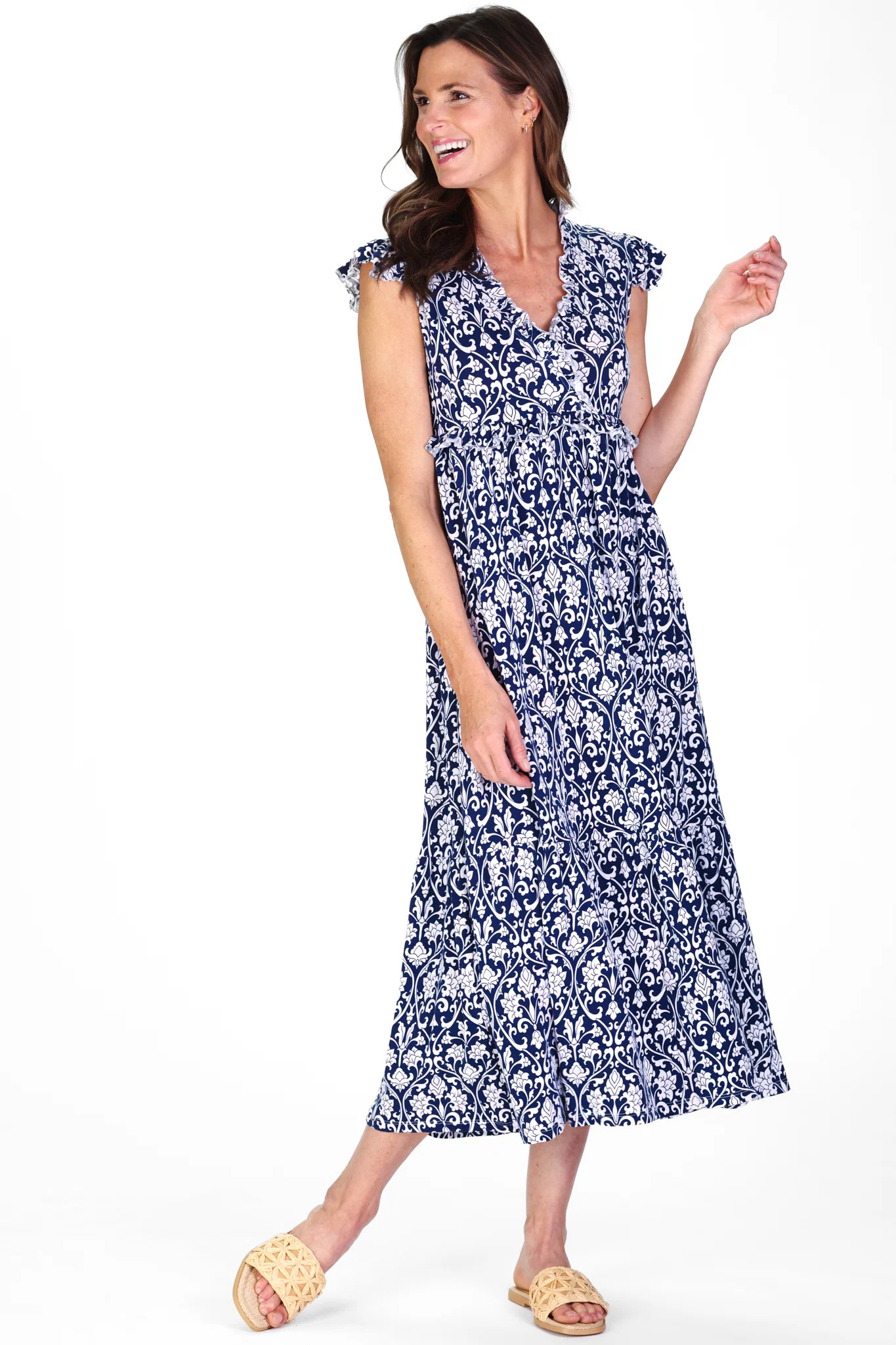 The Kimberly Dress in Navy Filigree | Duffield Lane