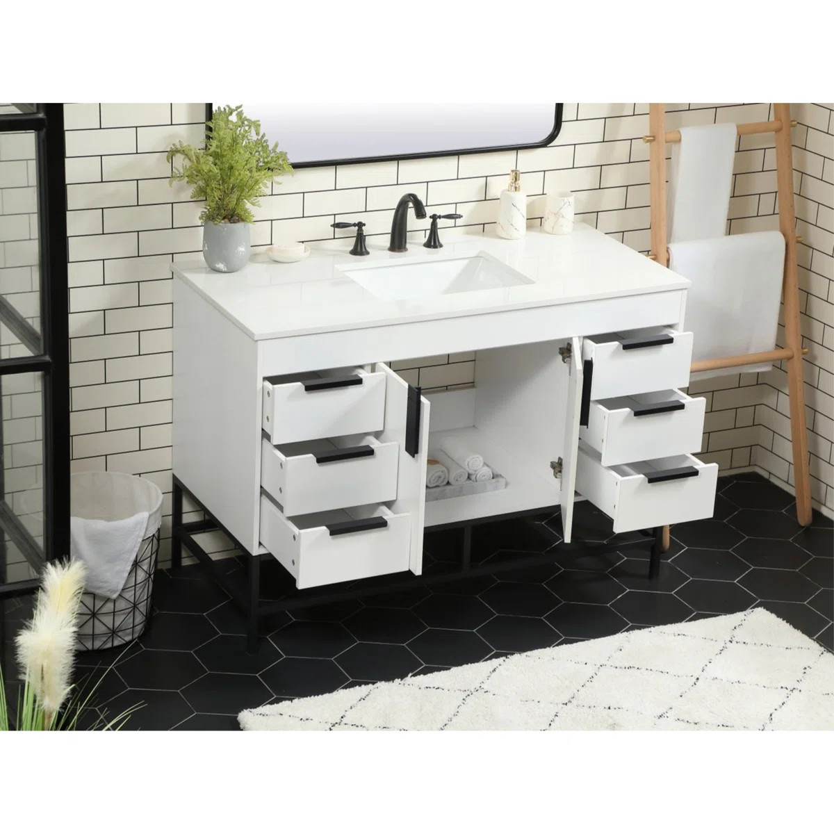 Eugene 48'' Single Bathroom Vanity with Engineered Marble Top | Wayfair North America