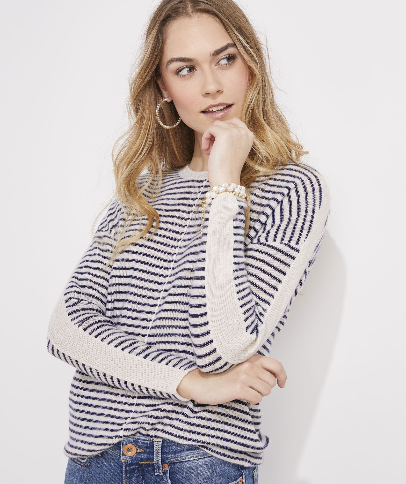Seaspun Cashmere Striped Crew Sweater | vineyard vines
