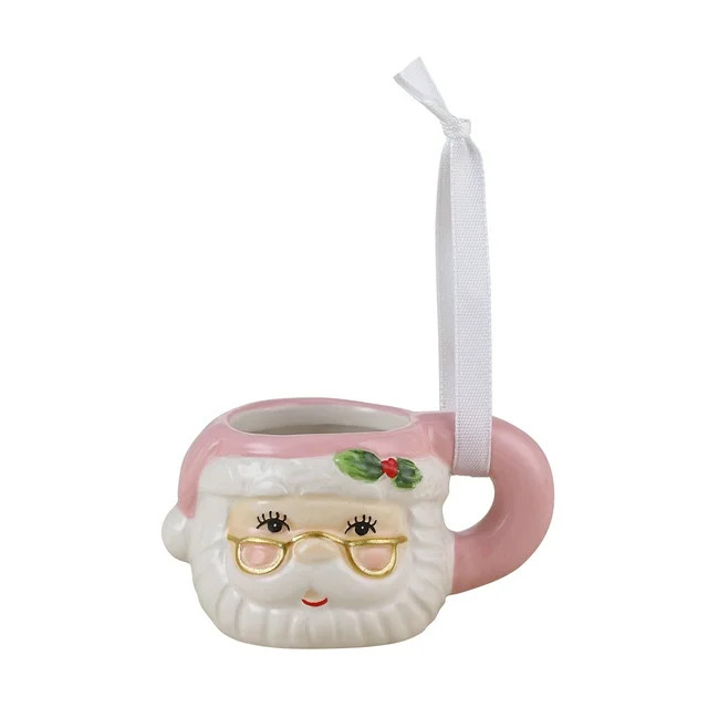 Mr. Christmas Miniature Santa Mug Hanging Ornament Decoration, Pink, 1.45" | Walmart (US)