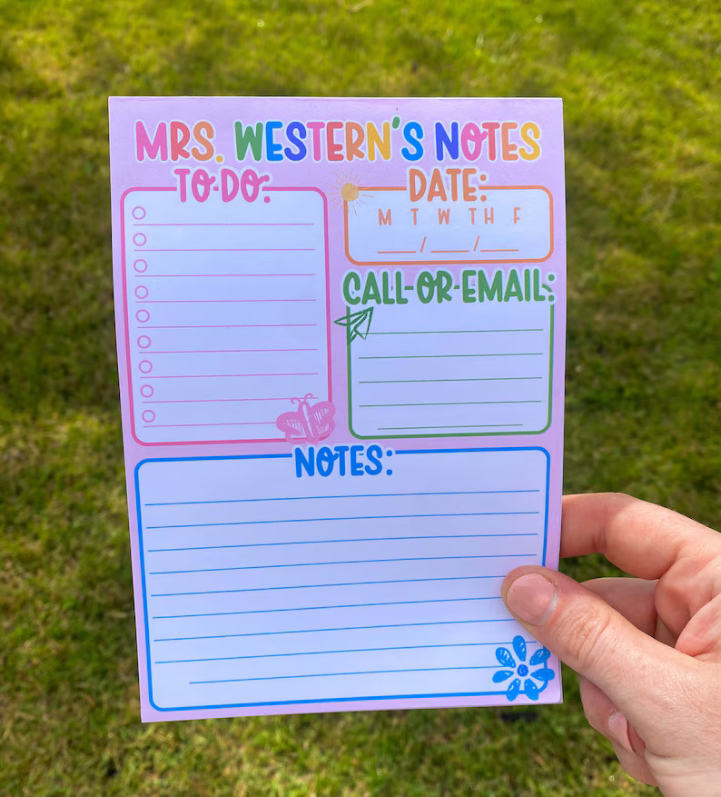 Teacher Back to School Gift Personalized Teacher Daily Notepad Teacher Gift Custom Stationery Tas... | Etsy (US)