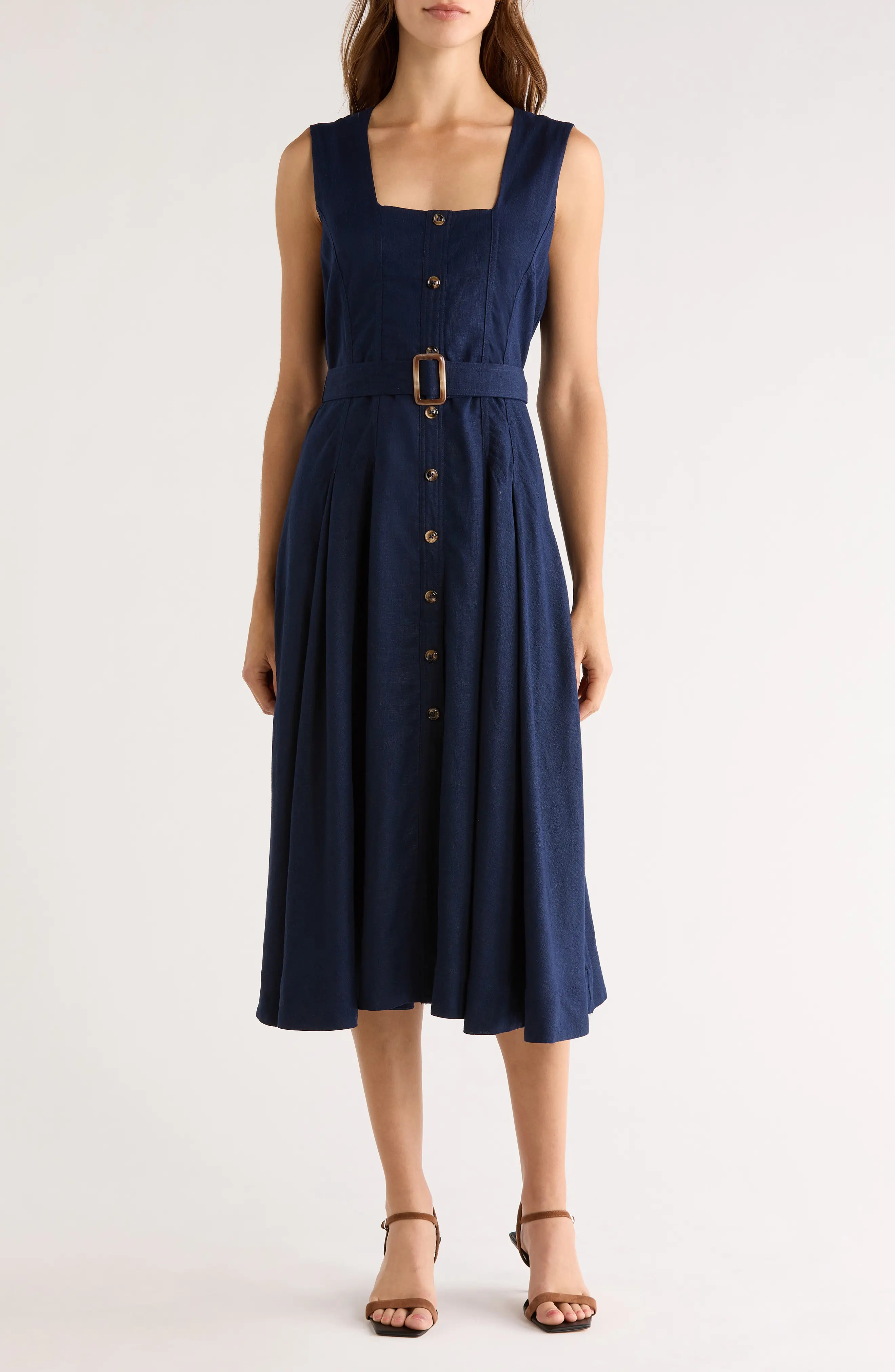 CeCe Belted Midi Dress in Classic Navy at Nordstrom Rack, Size X-Large | Nordstrom Rack