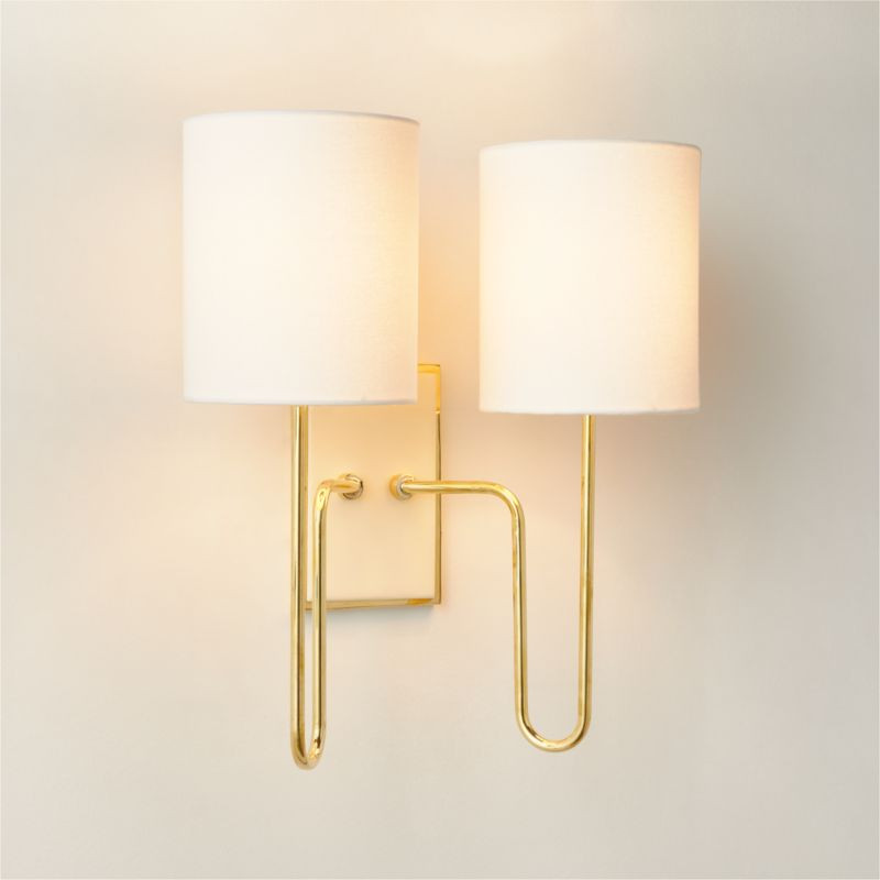 Lucerne Polished Brass Double Modern Wall Sconce Light | CB2 | CB2