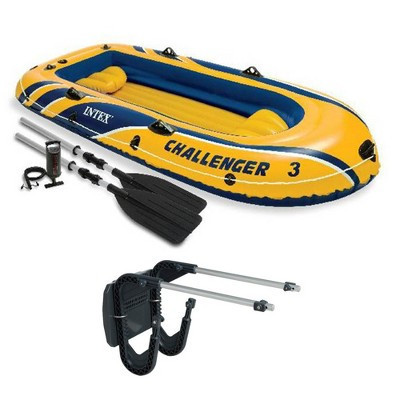 Intex Challenger 3 Boat 2 Person Raft & Oar Set Inflatable with Motor Mount Kit | Target