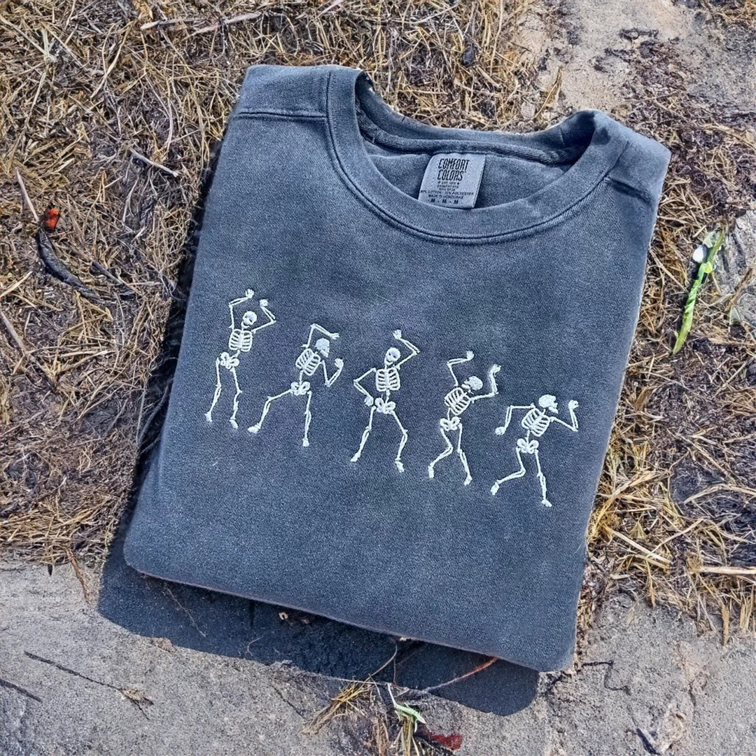 Dancing Skeletons Shirt, Halloween Skeleton Comfort Colors® Sweatshirt, Spooky Season Sweatshirt... | Etsy (US)