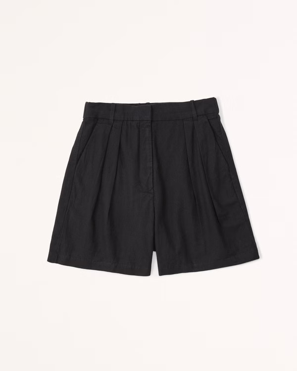 Women's Ultra High Rise Linen-Blend Tailored Short | Women's Bottoms | Abercrombie.com | Abercrombie & Fitch (US)