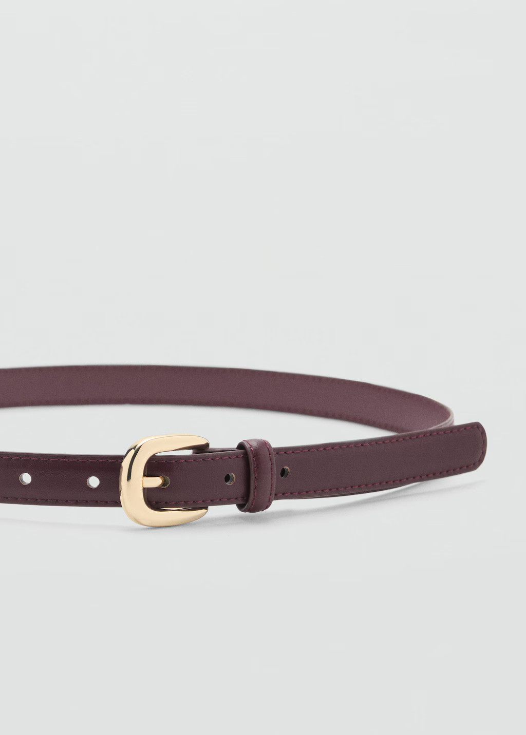 Thin belt with metal buckle maroon - Woman - M - MANGO | Mango (US/MX/AU)