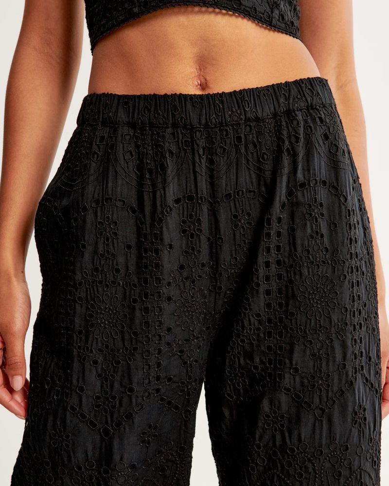 Textured Cutwork Ultra Wide Leg Pant | Abercrombie & Fitch (US)