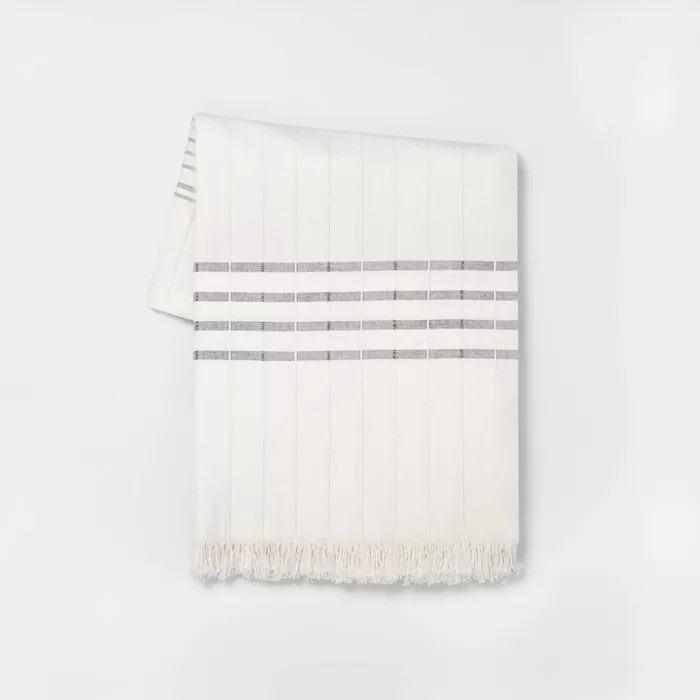 Throw Blanket Cream with Black Stripes - Hearth & Hand™ with Magnolia | Target