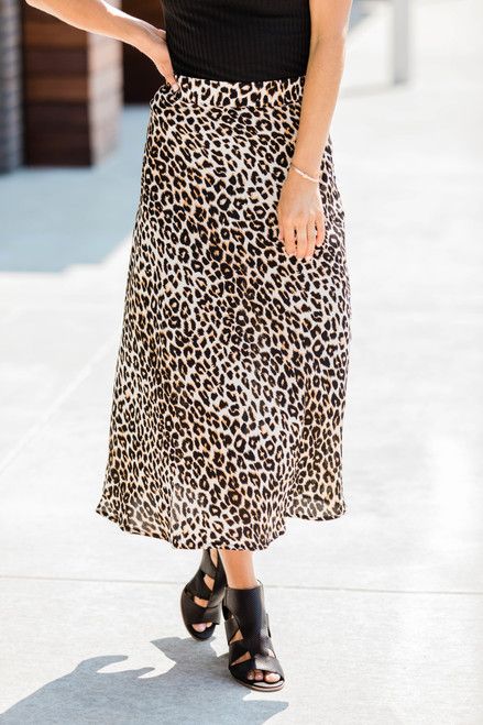 Work For Your Dreams Animal Print Midi Skirt | The Pink Lily Boutique