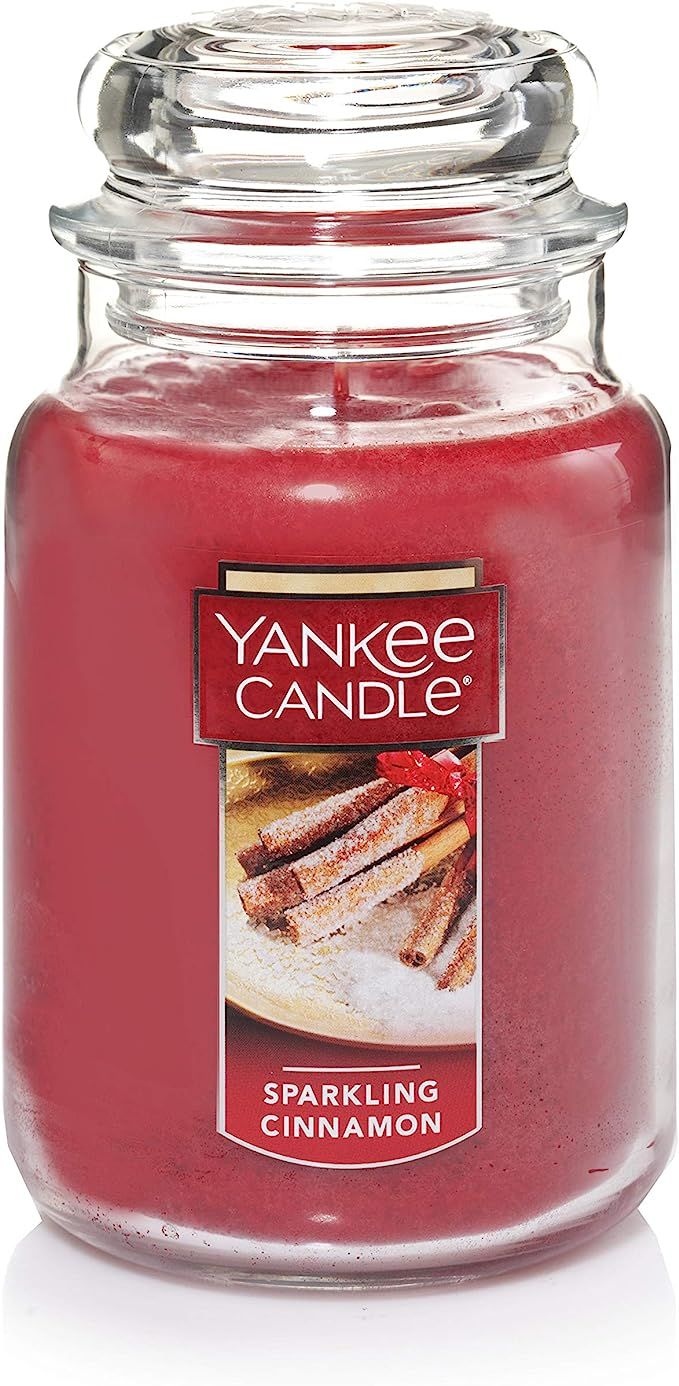 Yankee Candle Sparkling Cinnamon Scented, Classic 22oz Large Jar Single Wick Candle, Over 110 Hou... | Amazon (US)