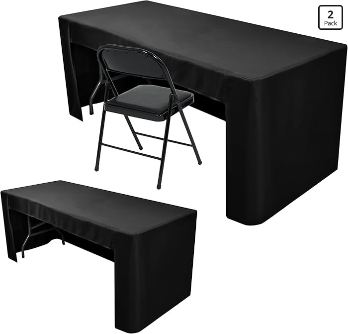 Nasitos 2 Pack Black Tablecloth 6 Foot-Open Back Fitted Tablecloth Rectangle Table, Washable Fabr... | Amazon (US)