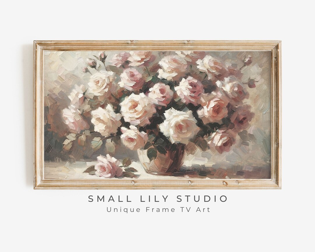 FRAME TV Art Pink Florals, Samsung Frame Tv Art Pink Roses, Romantic Tv Artwork Anniversary Vinta... | Etsy (US)