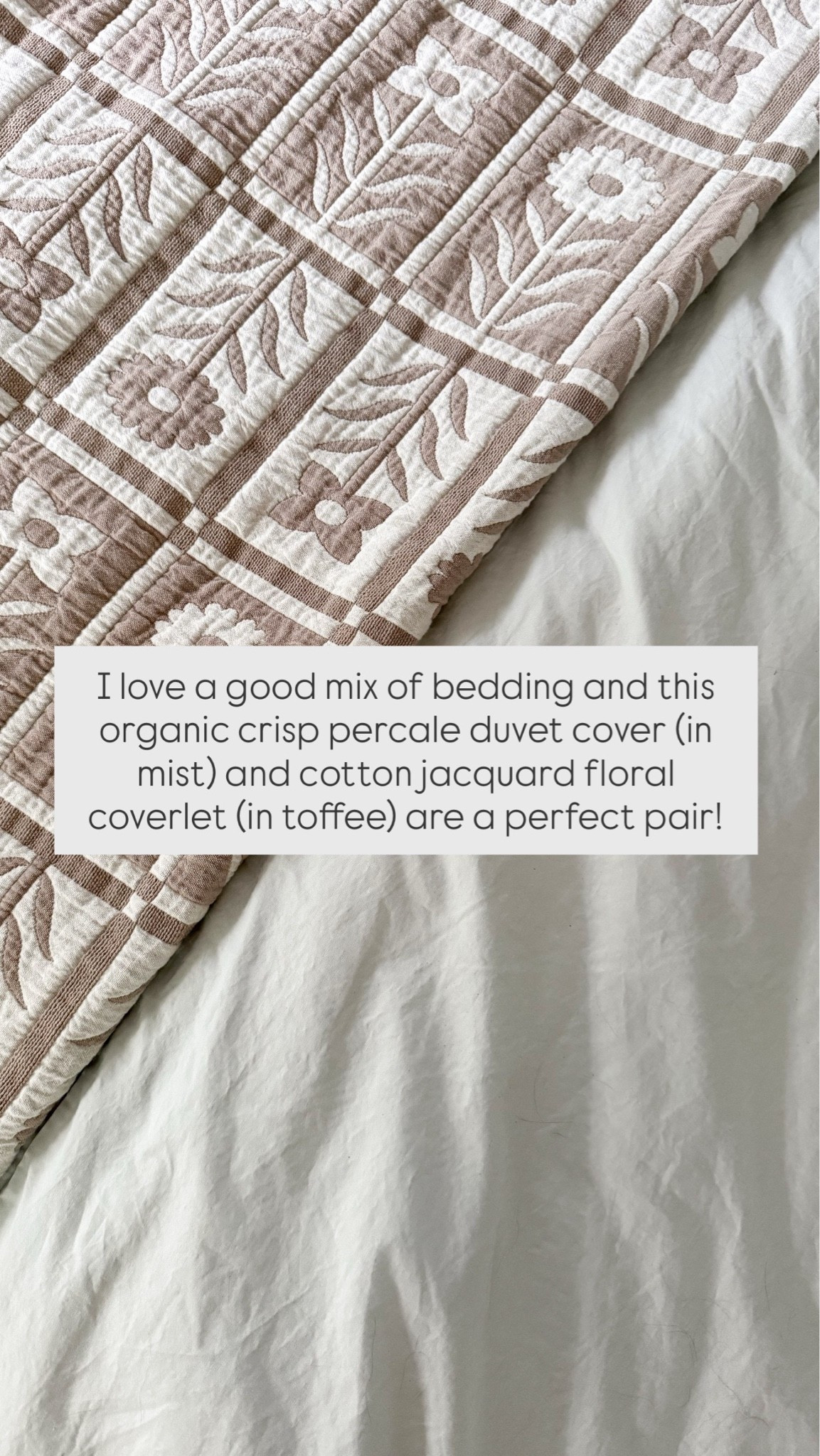 I gave our bedroom a little summer bedding refresh with the help of @Quince and I’m so in love with how it turned out! 

I really like to mix patterns, colors and materials so I chose the softest giza cotton white sheet set and paired it with a crisp percale duvet cover (in the prettiest mist blue color) and a jacquard floral quilt in toffee. Linking our bedding along with other pieces that I love from @Quince! #QuincePartner

#LTKHome #LTKselfcare #LTKmorningroutine