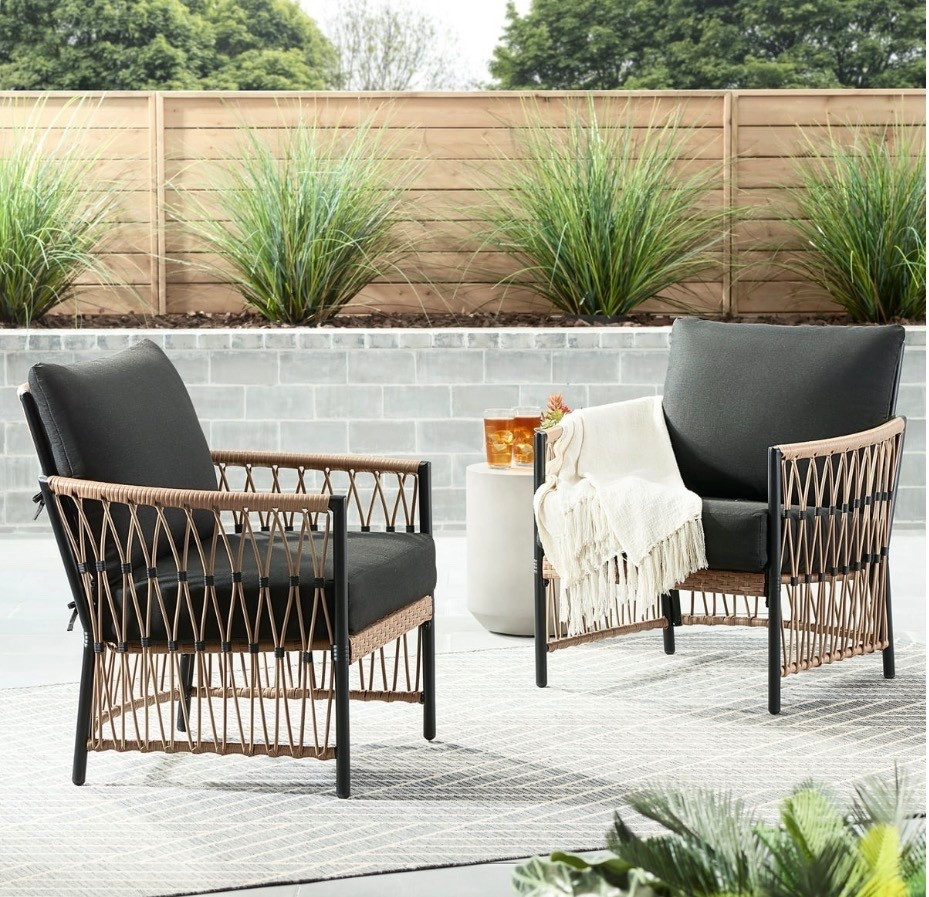 Better Homes & Gardens Lilah 2-Pack Outdoor Wicker Lounge Chairs, Black

#LTKSeasonal #LTKHome #LTKSaleAlert