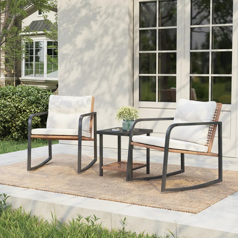 2-person Outdoor Rocking Seating Group With Cushions | Wayfair North America
