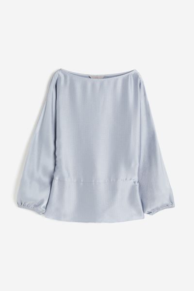 Crêpe satin blouse - Light blue - Ladies | H&M GB | H&M (UK, MY, IN, SG, PH, TW, HK)