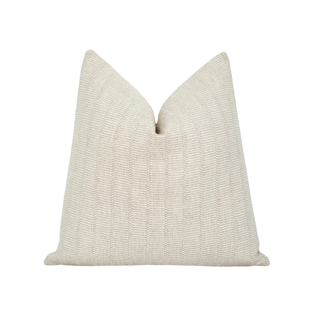 Textured Tone on Tone Striped Pillow Cover • Natural Woven Linen Blend Fabric • Neutral Strip... | Etsy (US)