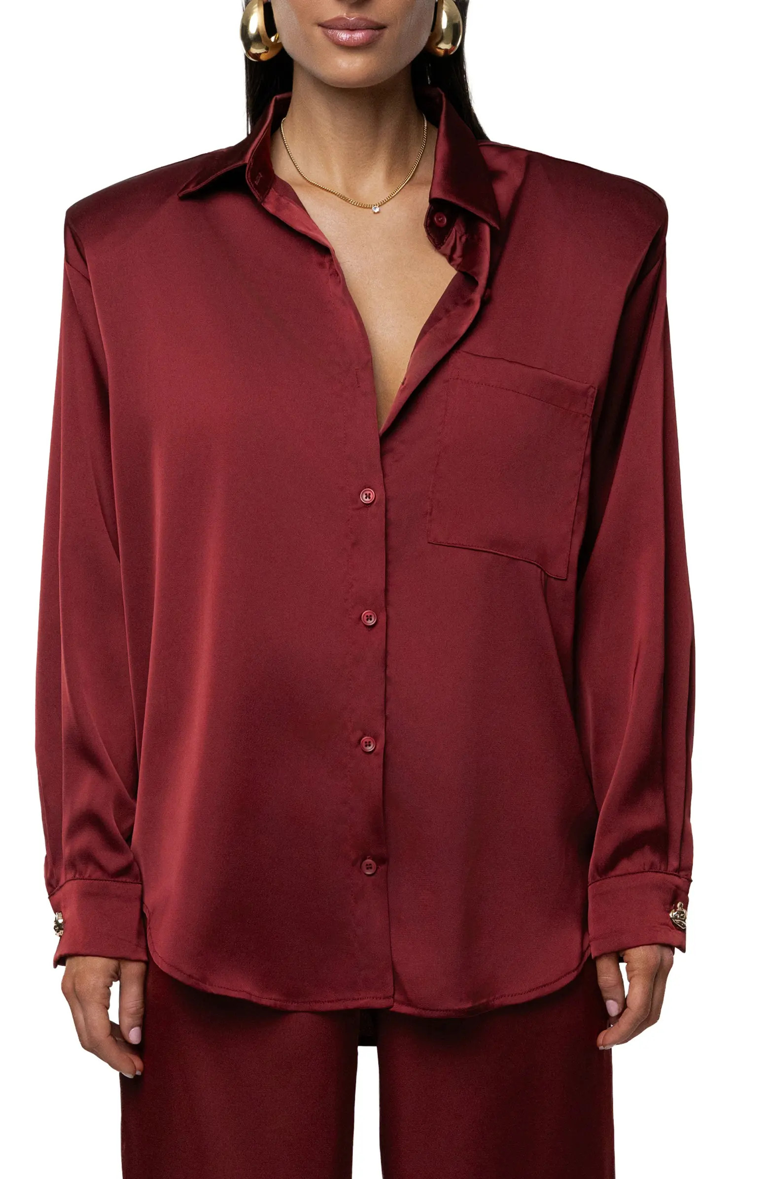 JLUXLABEL Island Ease Satin Shirt | Nordstrom | Nordstrom