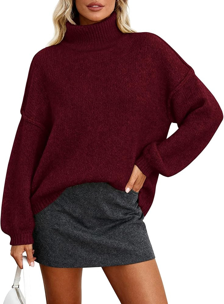 PRETTYGARDEN Oversized Sweaters for Women Fall Clothes 2025 Long Sleeve Mock Neck Tops Chunky Kni... | Amazon (US)