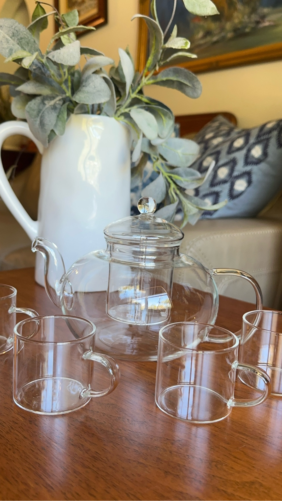 Glass teapot set with removable infuser and 4 matching cups. Perfect for loose leaf tea, hosting guests, or creating a cozy minimalist kitchen vibe. Such a beautiful gift idea for tea lovers.

#LTKHome #LTKmorningroutine #LTKfoodie