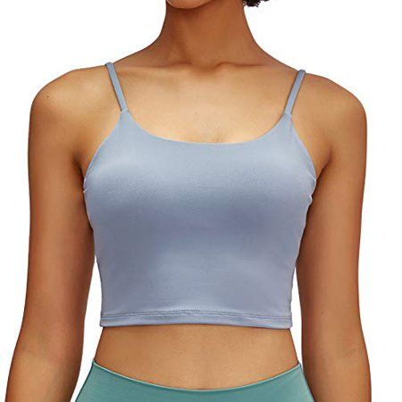 Lemedy Women Padded Sports Bra Fitness Workout Running Shirts Yoga Tank Top (S, Light Blue) | Walmart (US)