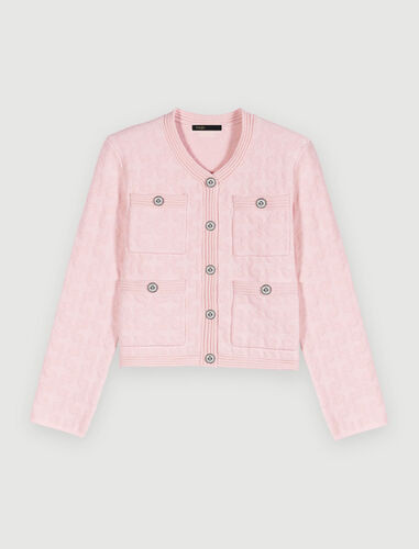 Pink textured knit cardigan | Maje US