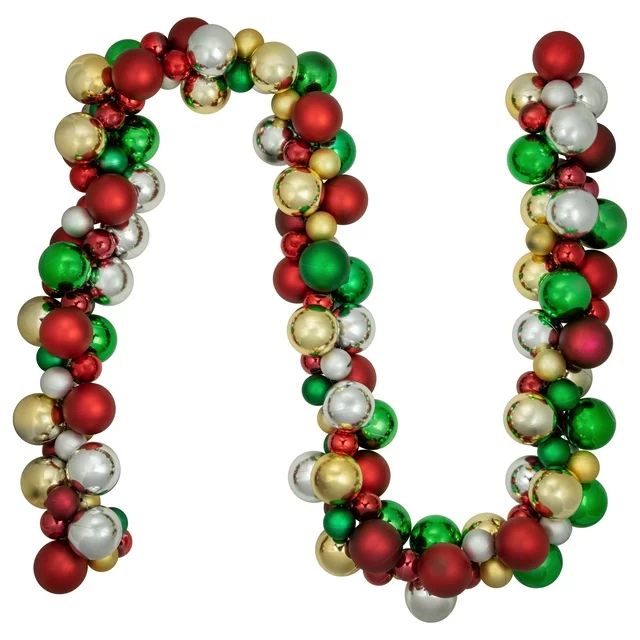 Northlight 6' Traditional Colors 2-Finish Shatterproof Ball Christmas Garland | Walmart (US)