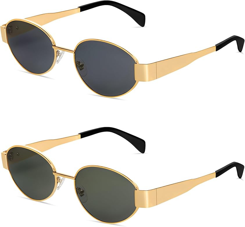 BUTABY Retro Oval Sunglasses for Women Men Designer Trendy Sun Glasses Classic Shades UV400 Prote... | Amazon (US)