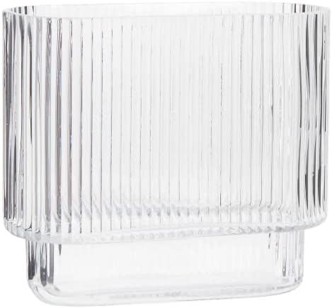 YANWE Clear Glass Vase, Flower Vase for Centerpieces, Ribbed Vase, Modern Vase, Decorative Vase f... | Amazon (US)