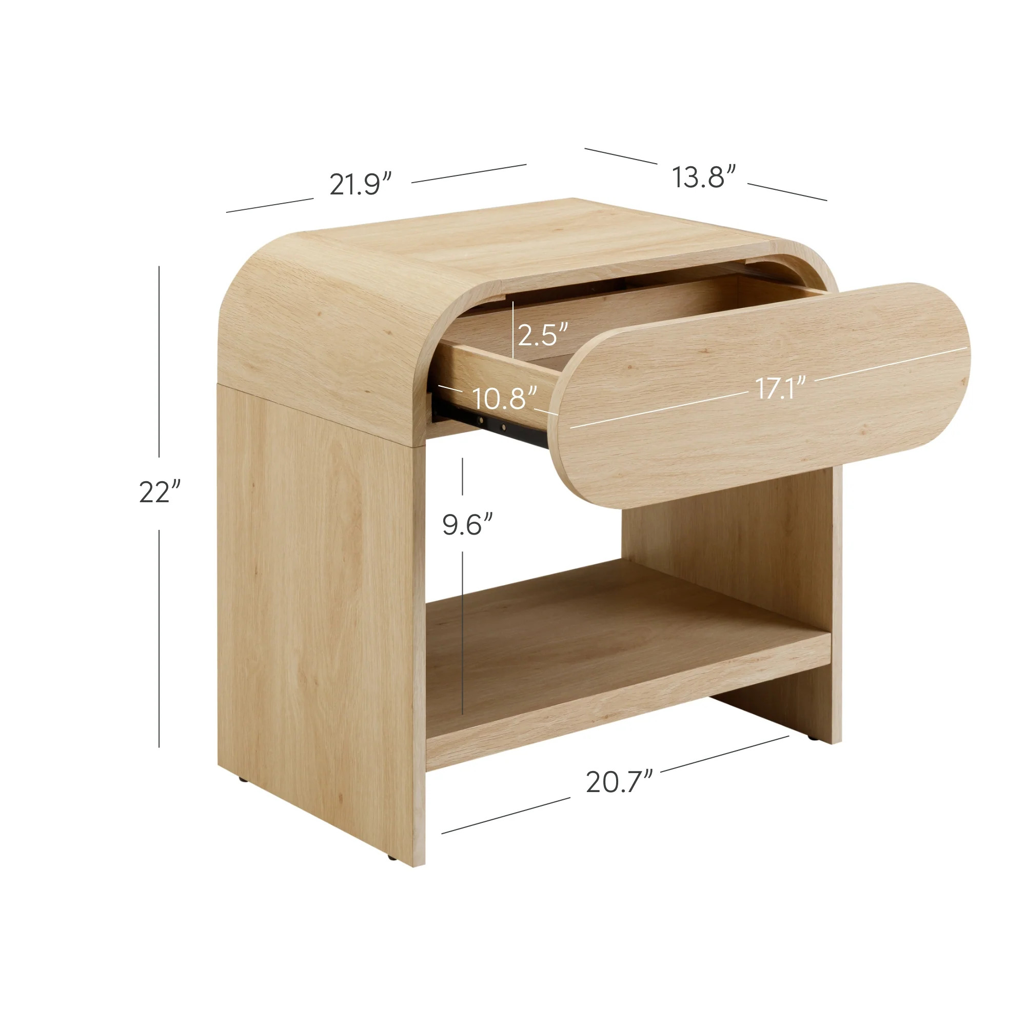 Mid-Century Wood Arched Nightstand Light Oak | Nathan James