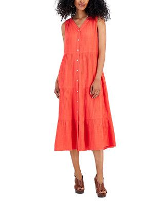 Style & Co Women's Cotton Sleeveless Tiered Dress, Created for Macy's - Macy's | Macys (US)