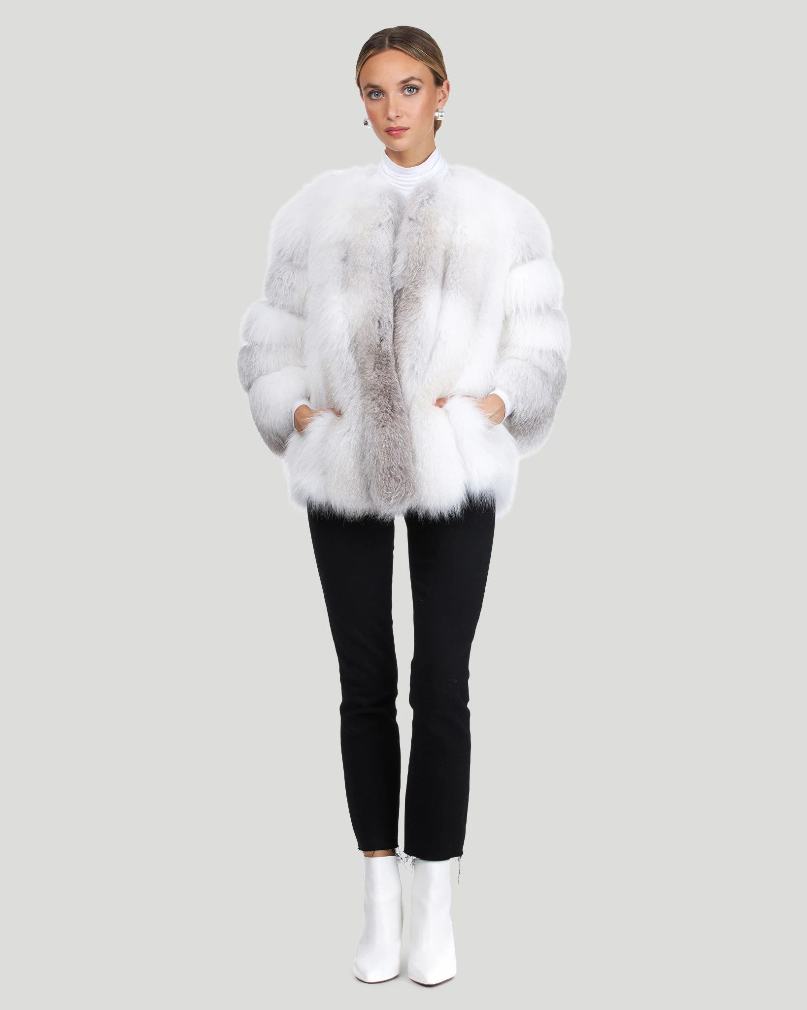 Collarless Fox Jacket | Shop Simon