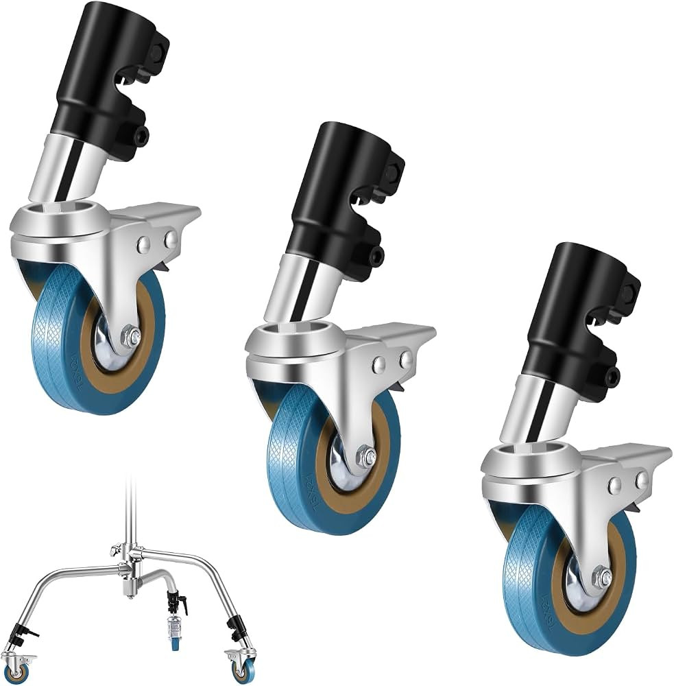 3 Packs Swivel Caster Wheels for C Stand 85mm Diameter Durable Metal Construction with Rubber Bas... | Amazon (US)