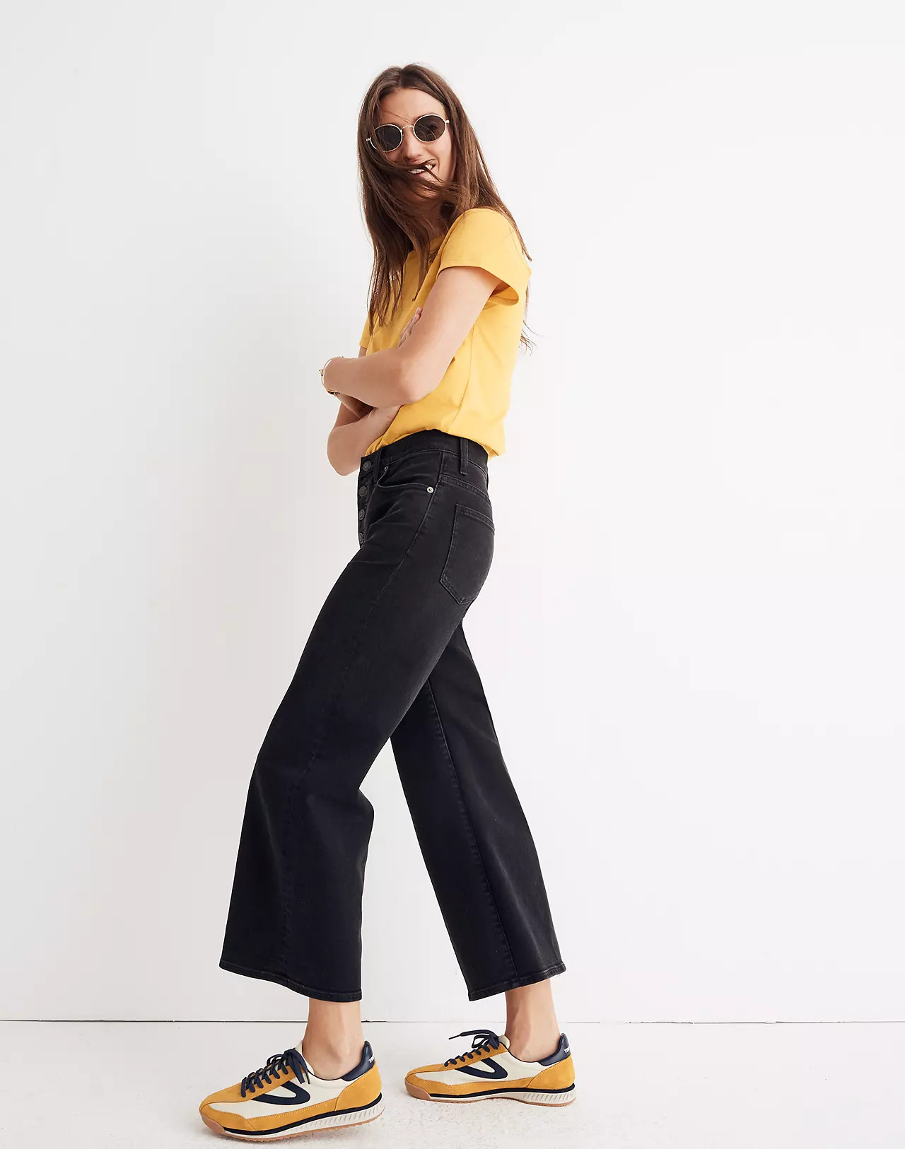 Wide-Leg Crop Jeans in Lunar Wash: Button-Front Edition | Madewell
