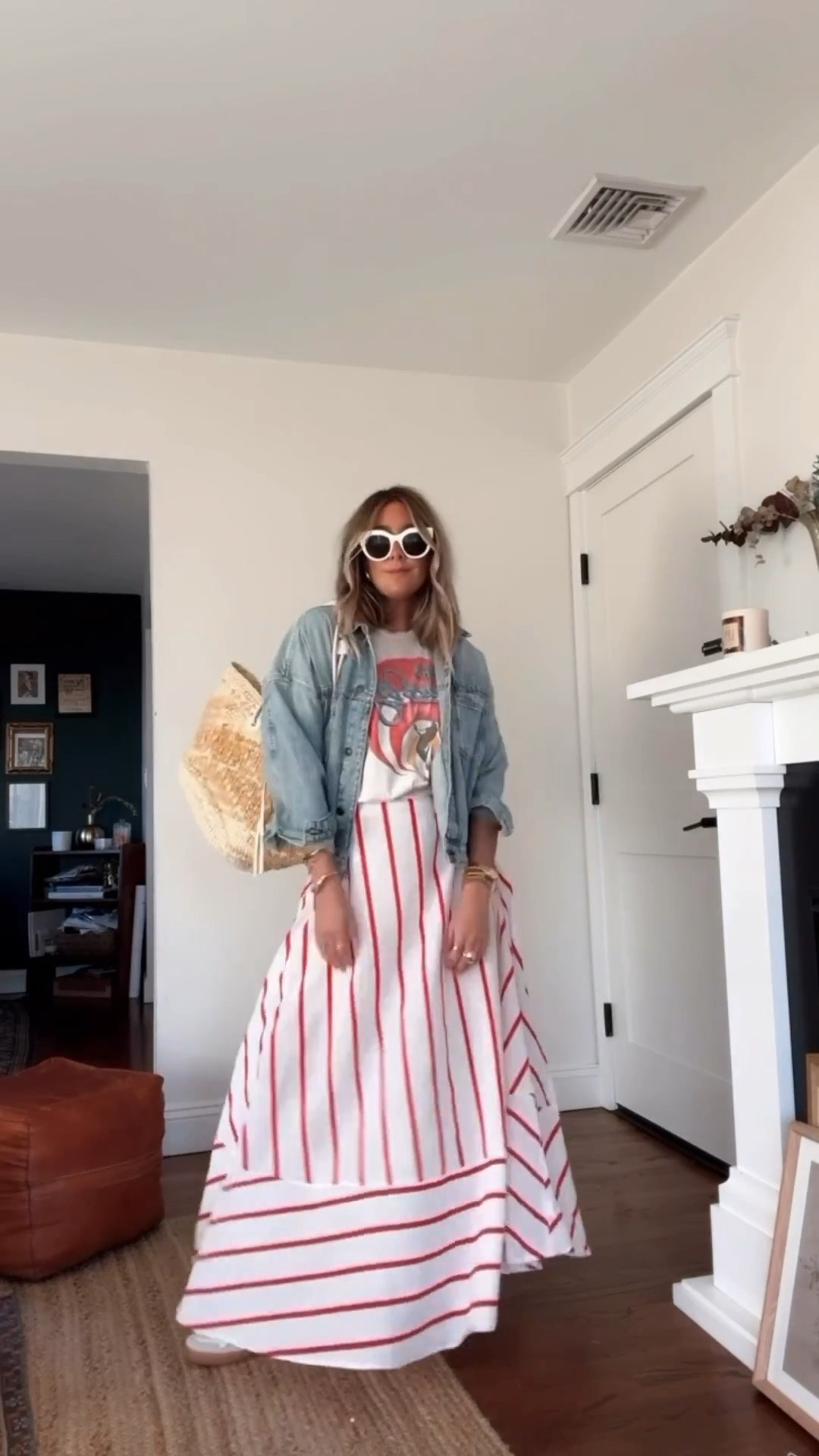 Dress turned skirt! I love getting more use out of my spring and summer dresses by transforming it into a skirt — I just roll the top over and then tuck in the straps (or this works sooo good with a strapless dress!) I just make sure my tee covers the “waist band” 💛

#LTKootd