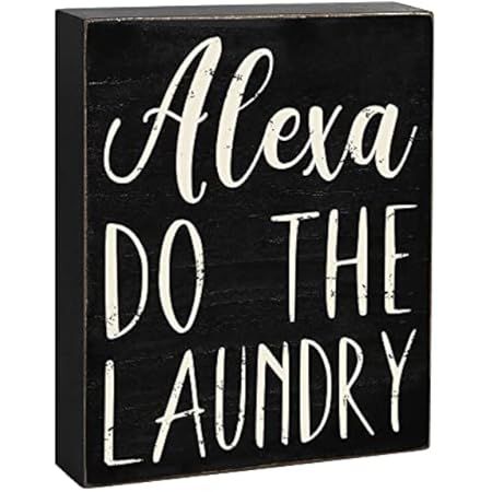 Alexa Do the Laundry Box Sign - Laundry Room Decor - 6x8 Funny Wooden Farmhouse Decoration for Home | Amazon (US)