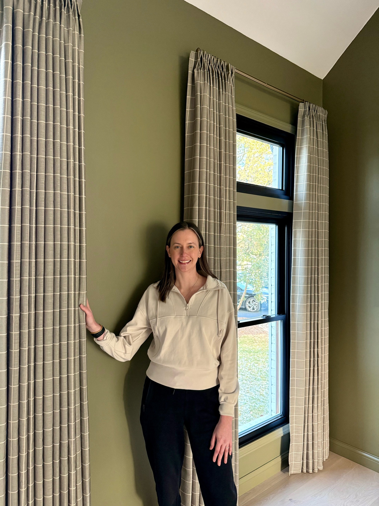 Have you ever color drenched a room with curtains?! We opted for TWOPAGES Curtains that coordinate perfectly with our dark and moody green wall color! We love how these custom floor to ceiling curtains instantly elevate the look of the room. Curtains linked to this post and curtain details below:

Stefana Silber Print Linen Blend Curtain Drapery Pleated in Windowpane Taupe Grey (W84), Header: Pinch Pleat, Panel Size: 55" W x 104" L, Liner: Room Darkening 90%

#LTKHome