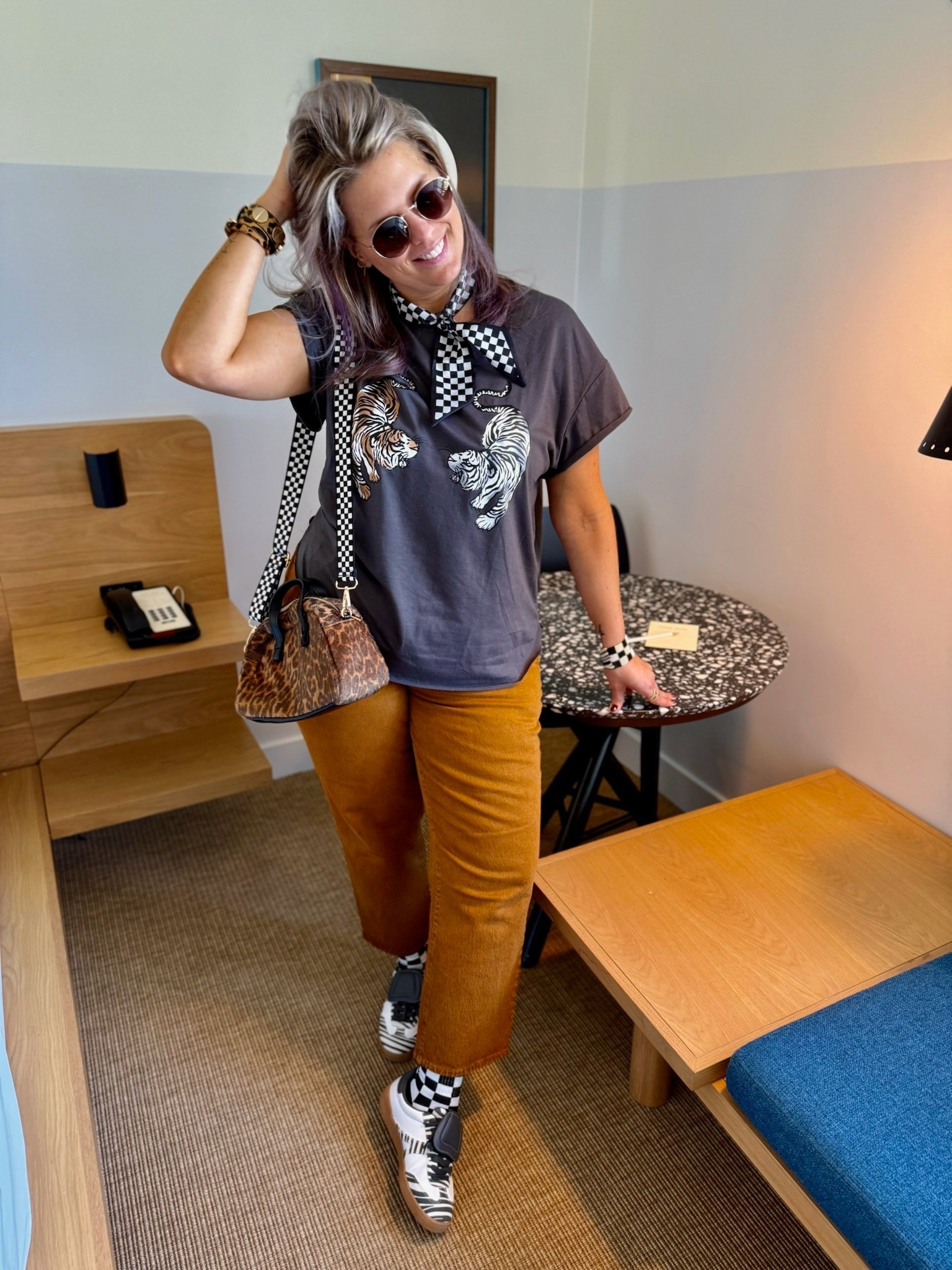 ✔️Zebra Graphic Tee 〰️ size M (sized to fit my shoulders, I modified it by ✂️ @amazonfashion 
✔️Zebra Sneakers w/Exposed Tongue 〰️ size  down 1/2 @walmartstyle 
✔️Leopard Bag @walmartstyle 
✔️Black & White Checkered crew socks, silk scarf, purse strap •• older from @temu but linked similar 
✔️Leopard wrap bracelets •• older from @victoriaemersondesign but linked similar option(s)
✔️Burnt Orange Straight Leg Cropped Jeans •• older from @targetstyle but linked similar option(s)

#amazon #amazonfashion amazon finds, amazon find, amazon style, amazon fashion, amazon clothing, amazon outfit, found it on amazon, amazon fashion finds, amazon summer, amazon spring, amazon fall, amazon winter, amazon outfit inspo, amazon outfit inspiration, amazon curves, amazon curvy, curvy amazon, midsize amazon, amazon midsize, amazon ootd, amazon shopping, new on amazon #leopard #print leopard print, leopard, leopard outfit, outfit with leopard, leopard belt, leopard shoes, leopard boots, leopard handbag, leopard purse, leopard bag, leopard accept, animal print, leopard inspiration, leopard outfit inspiration, leopard inspo, leopard pattern, animal print pattern, leopard shirt #under20 #under30 #under40 #under50 #under60 #under75 #under100 #affordable #budget #inexpensive #size14 #size16 #size12 #medium #large #extralarge #xl #curvy #midsize #pear #pearshape #pearshaped budget fashion, affordable fashion, budget style, affordable style, curvy style, curvy fashion, midsize style, midsize fashion 

#LTKMidsize #LTKFindsUnder100 #LTKFindsUnder50