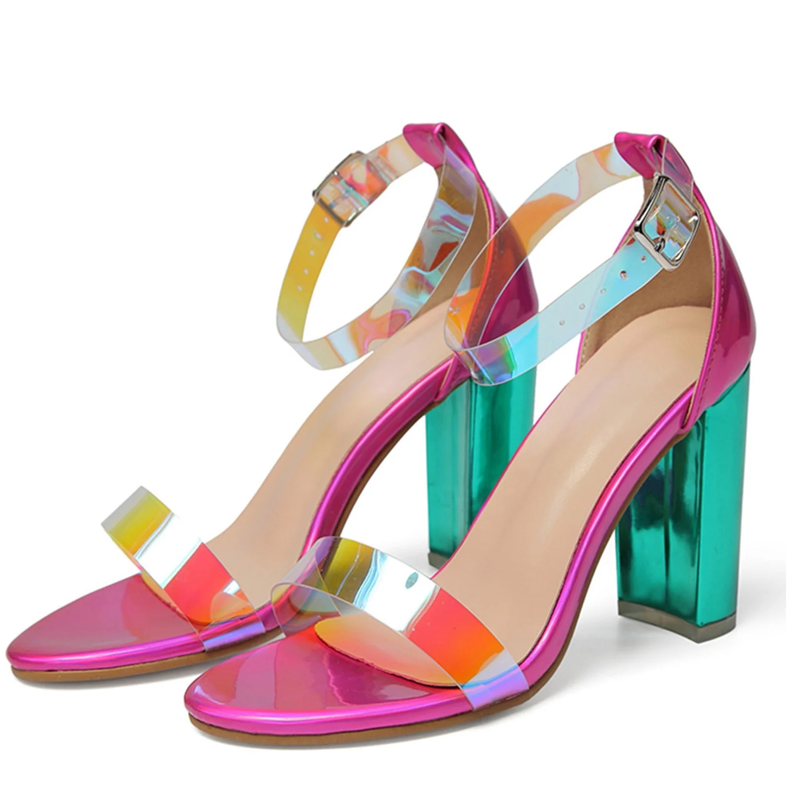 TUOBARR Sandals Women Heels, Women Pointied Toe Thick Heel Ankle Strap High Heel Dress Sandals Ho... | Walmart (US)