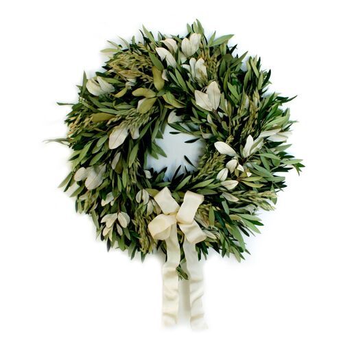 20" Olive & Integrefolia Wreath, Dried | One Kings Lane