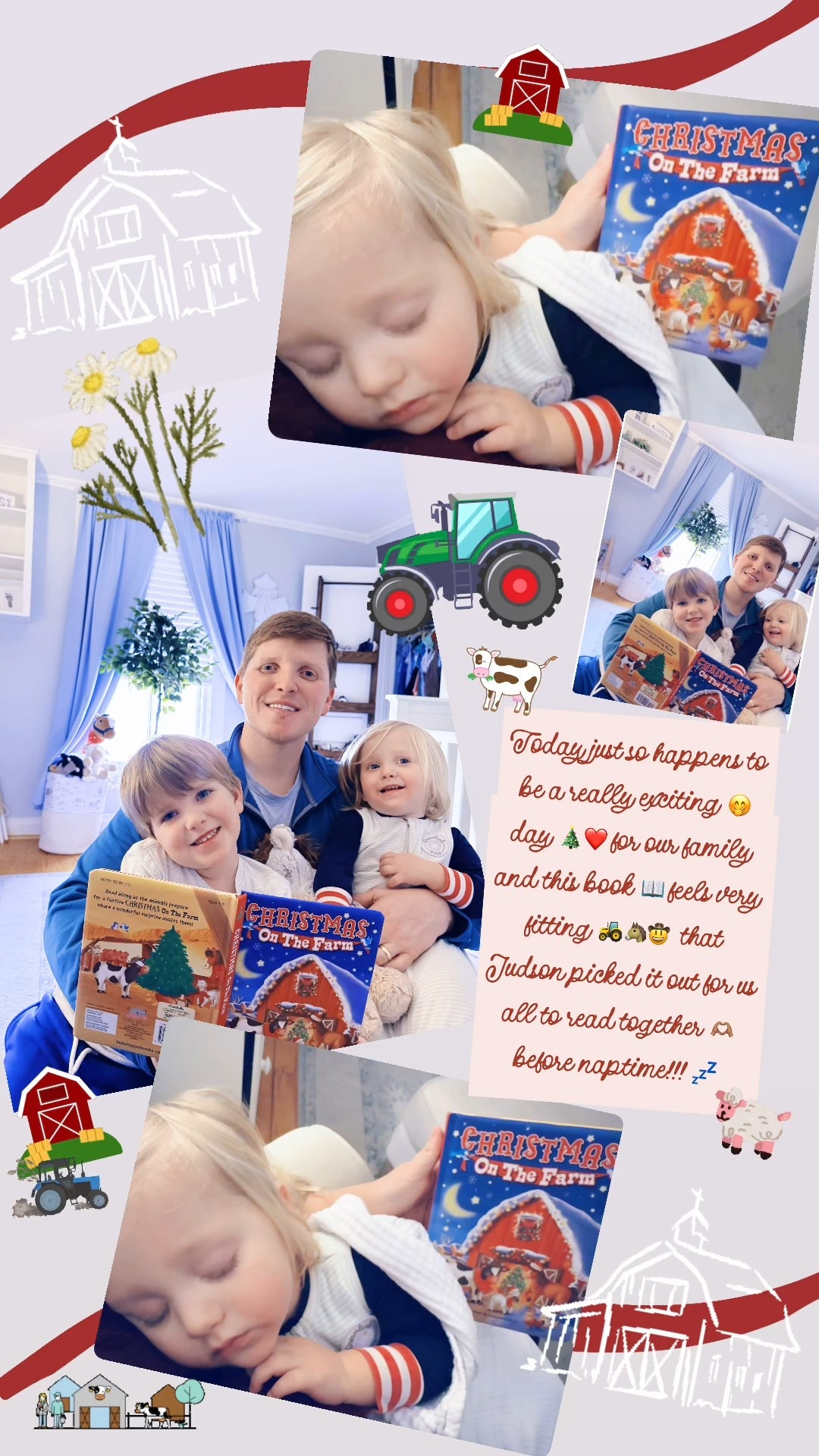 Today just so happens to be a really exciting 🤭 day 🎄❤️ for our family and this book 📖 feels very fitting 🚜🐴🤠  that Judson picked it out for us all to read together 🫶🏽 before naptime!!! 💤 