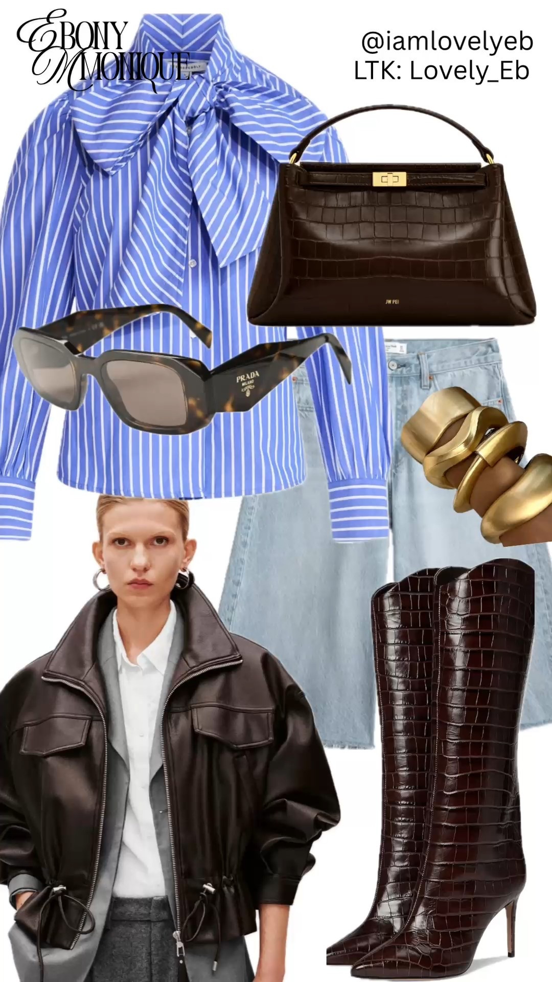 The oversized bow detail on a classic button down shirt brings this look to life. Paired with long denim shorts, and chocolate brown boots and accessories. Complete the look with a waist length jacket and gold chunky jewelry ✨

#LTKU #LTKootd