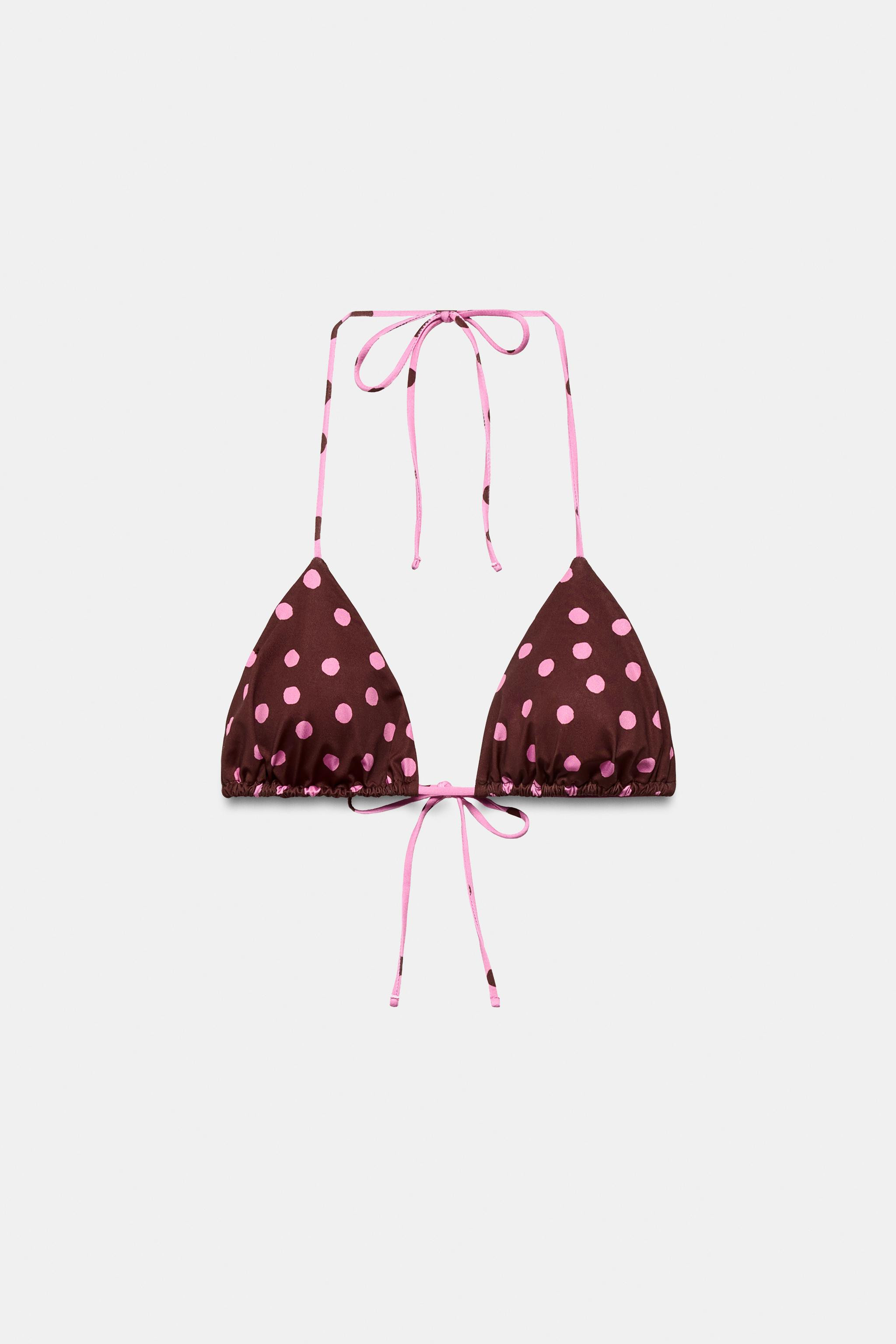 POLKA DOT PRINT TRIANGLE BIKINI TOP | Zara US